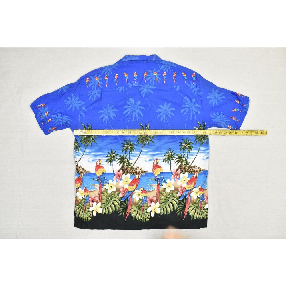 Pacific Legend Men's Regular Size M Blue Hawaiian Button Up Shirt - Picture 5 of 8
